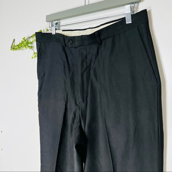 Haggar Black Label Black Pants Classic American Fit Plain Front NWT! - Picture 2 of 8